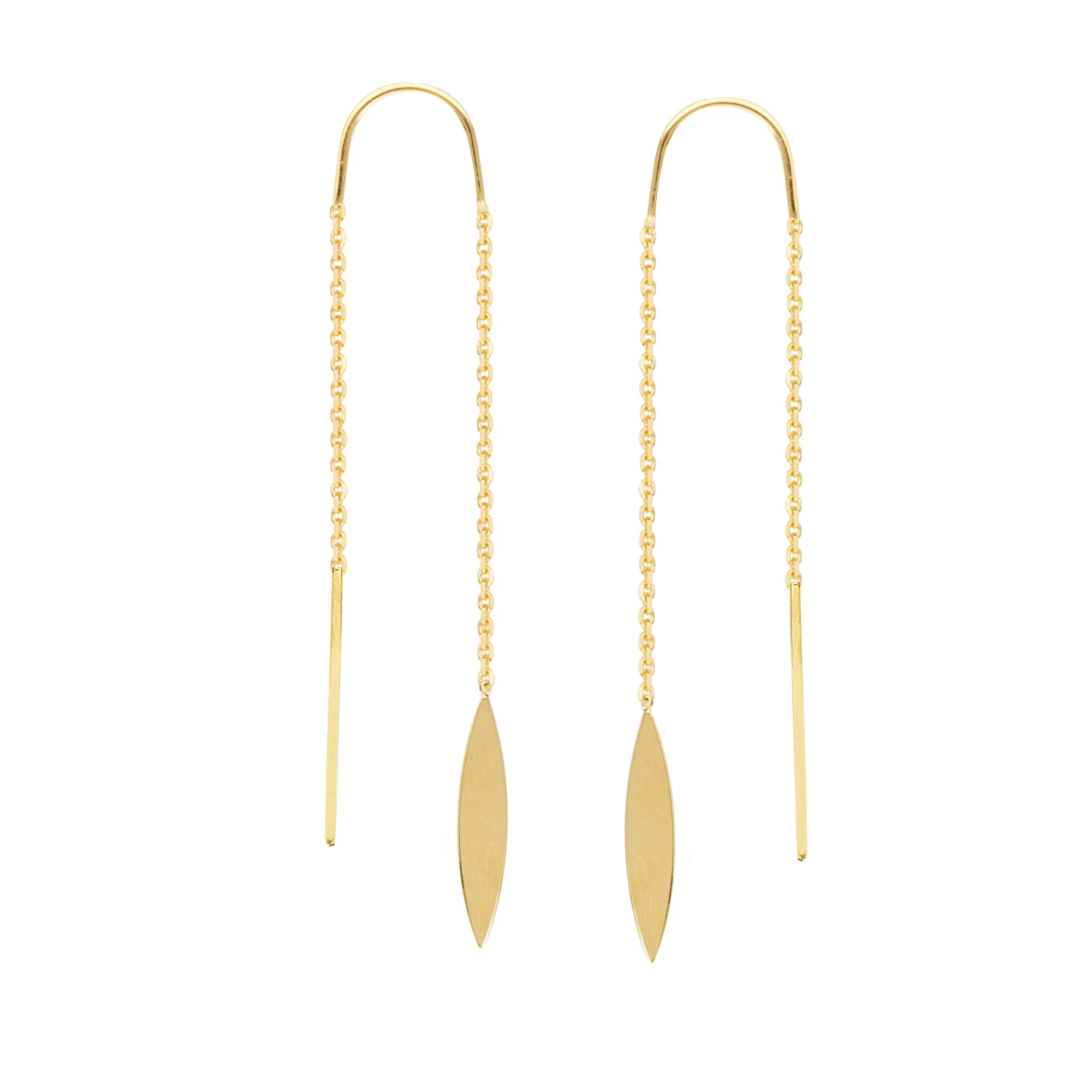 14K GOLD ALMOND THREADER EARRINGS