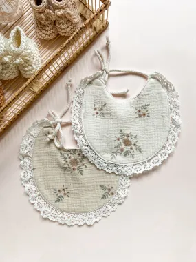 Baby bib / delicate vintage floral