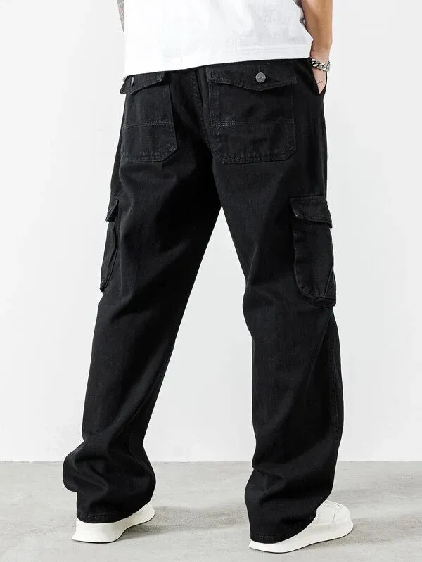 Black Baggy Men Cargo Jeans