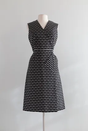 CHIC 1960'S Bill Blass Geometric Mod Dress With Pocket / L