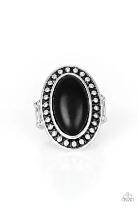 Desert Heat Silver and Black Stone Ring - Paparazzi Accessories