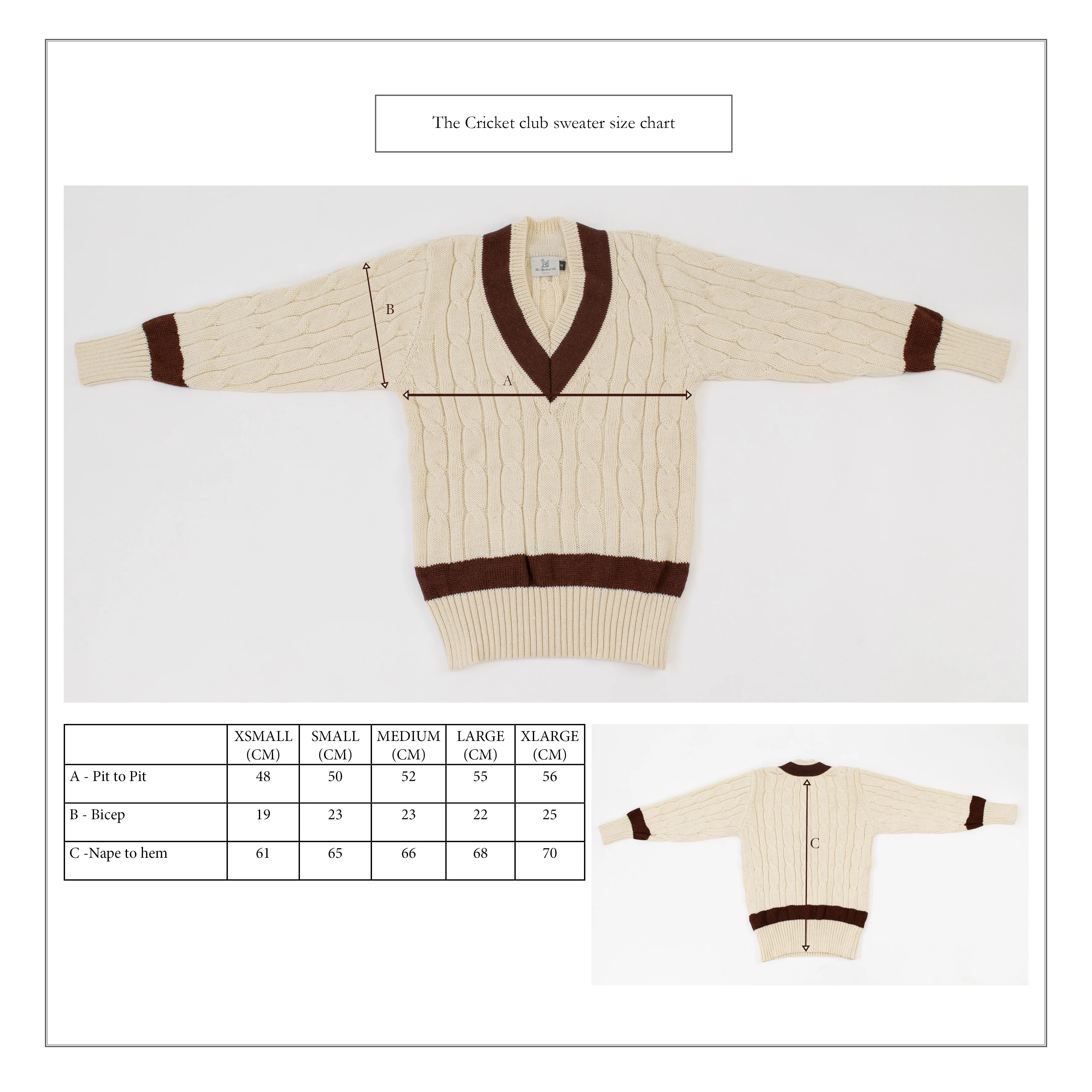 Fox Cricket Club Ecru Sweater with Suede Brown Stripes