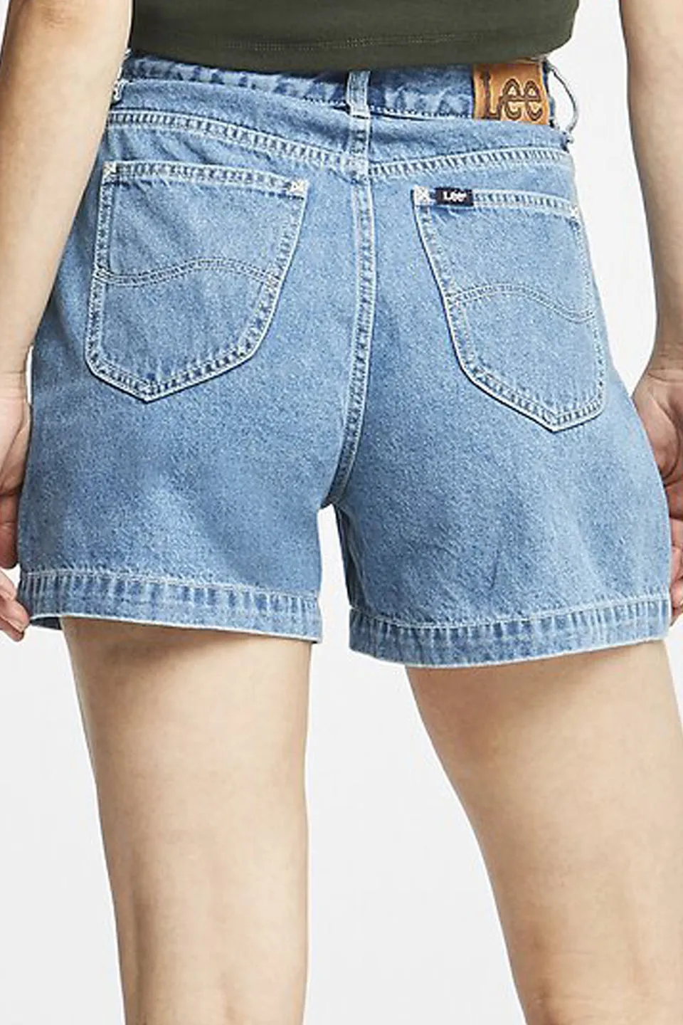 High Relaxed Solid Refined MOM Blue Denim Short