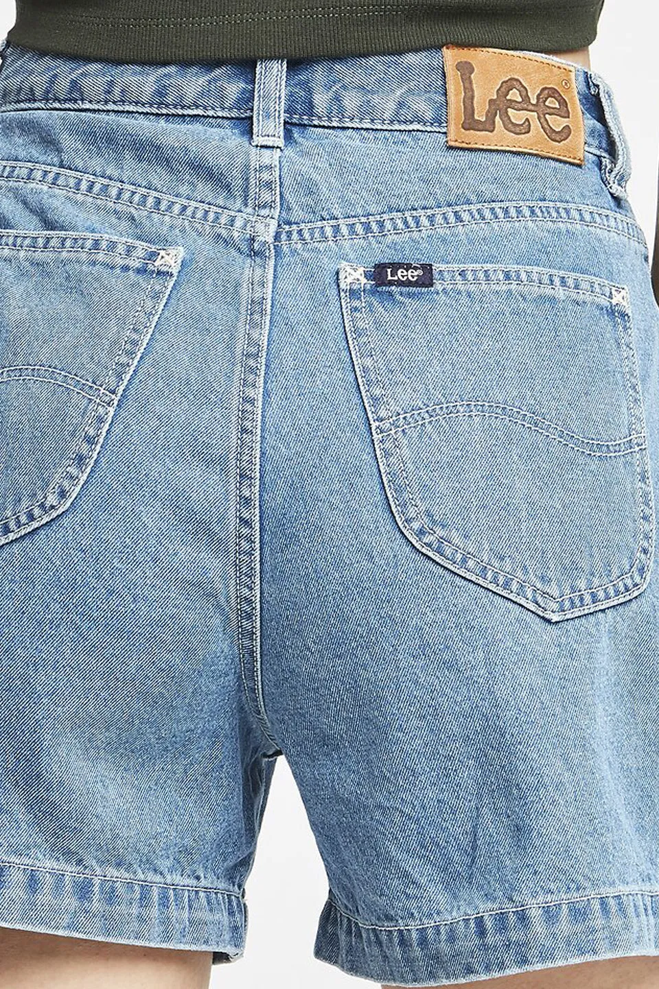 High Relaxed Solid Refined MOM Blue Denim Short