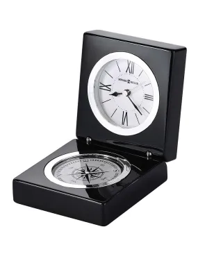 Howard Miller Endeavor Compass & Desk Clock - Black Piano Finish - Silver Accent