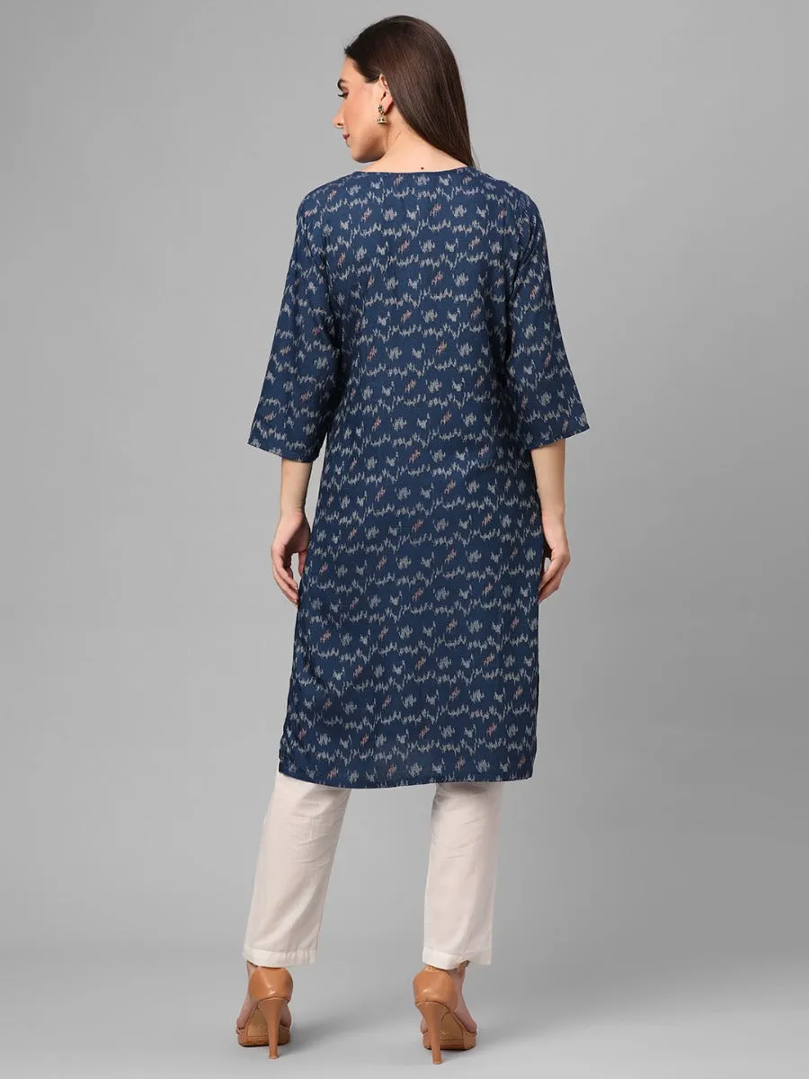 Indigo Blue Abstract Printed Kurta