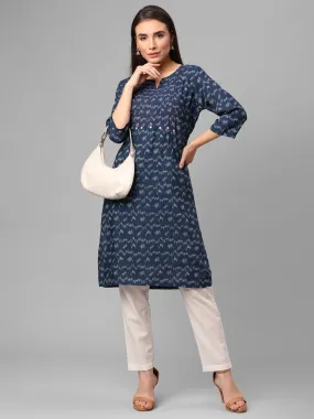 Indigo Blue Abstract Printed Kurta