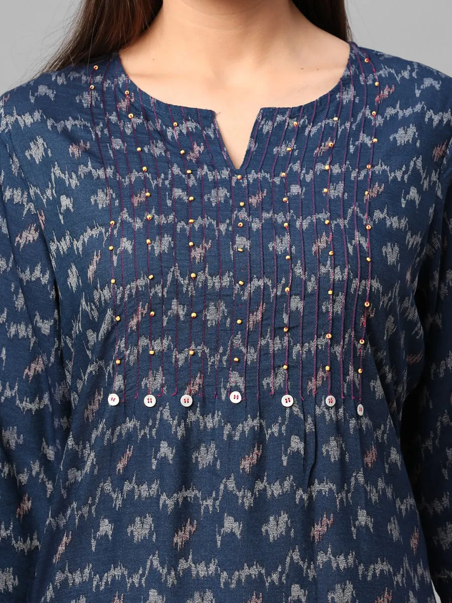 Indigo Blue Abstract Printed Kurta