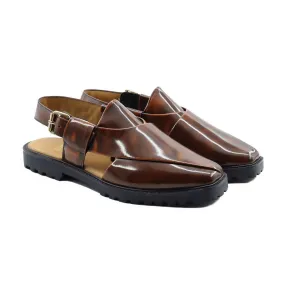 Lagos - Men's Burnish Brown Box Leather High Shine Sandal