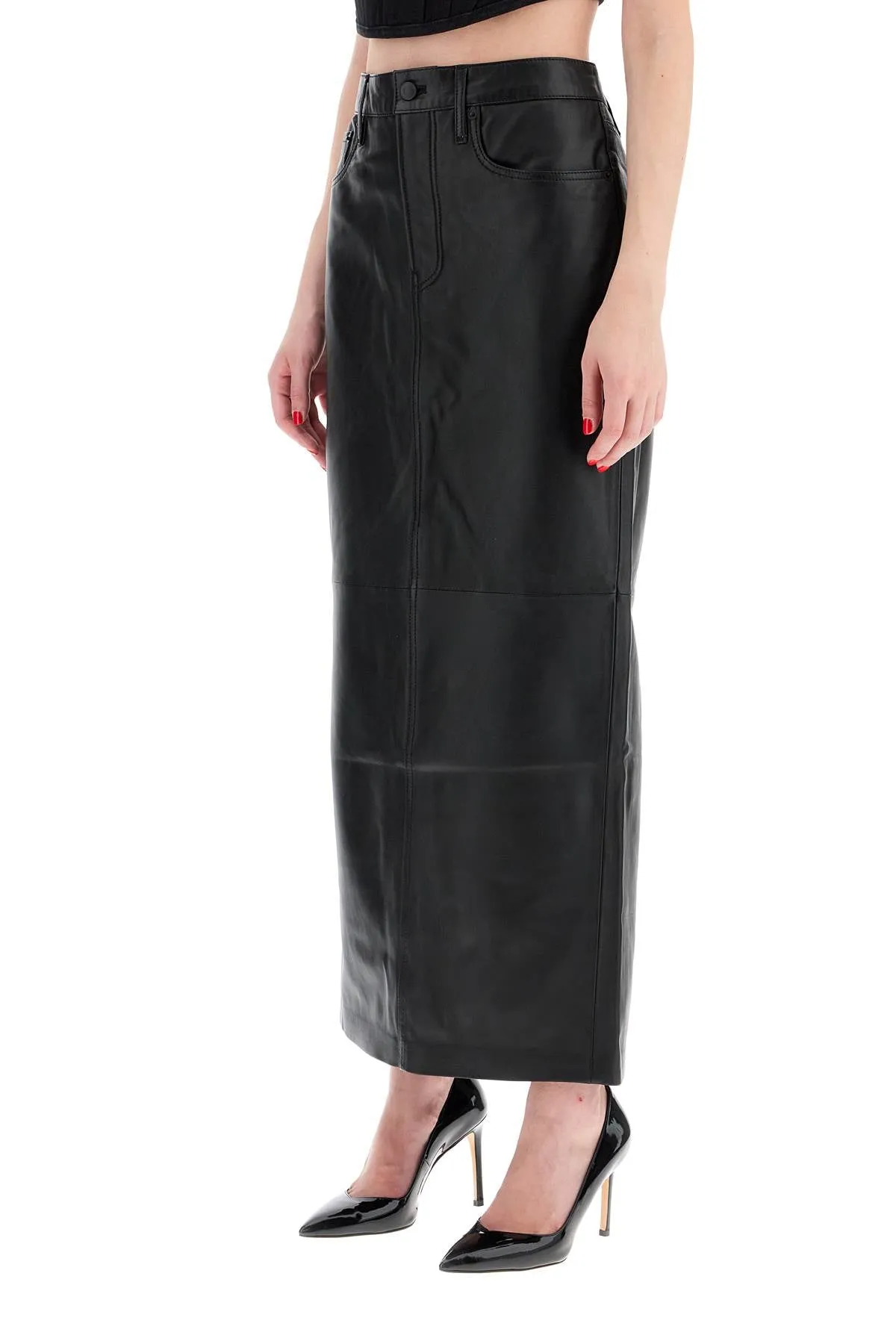 LEATHER COLUMN SKIRT FOR WOMEN