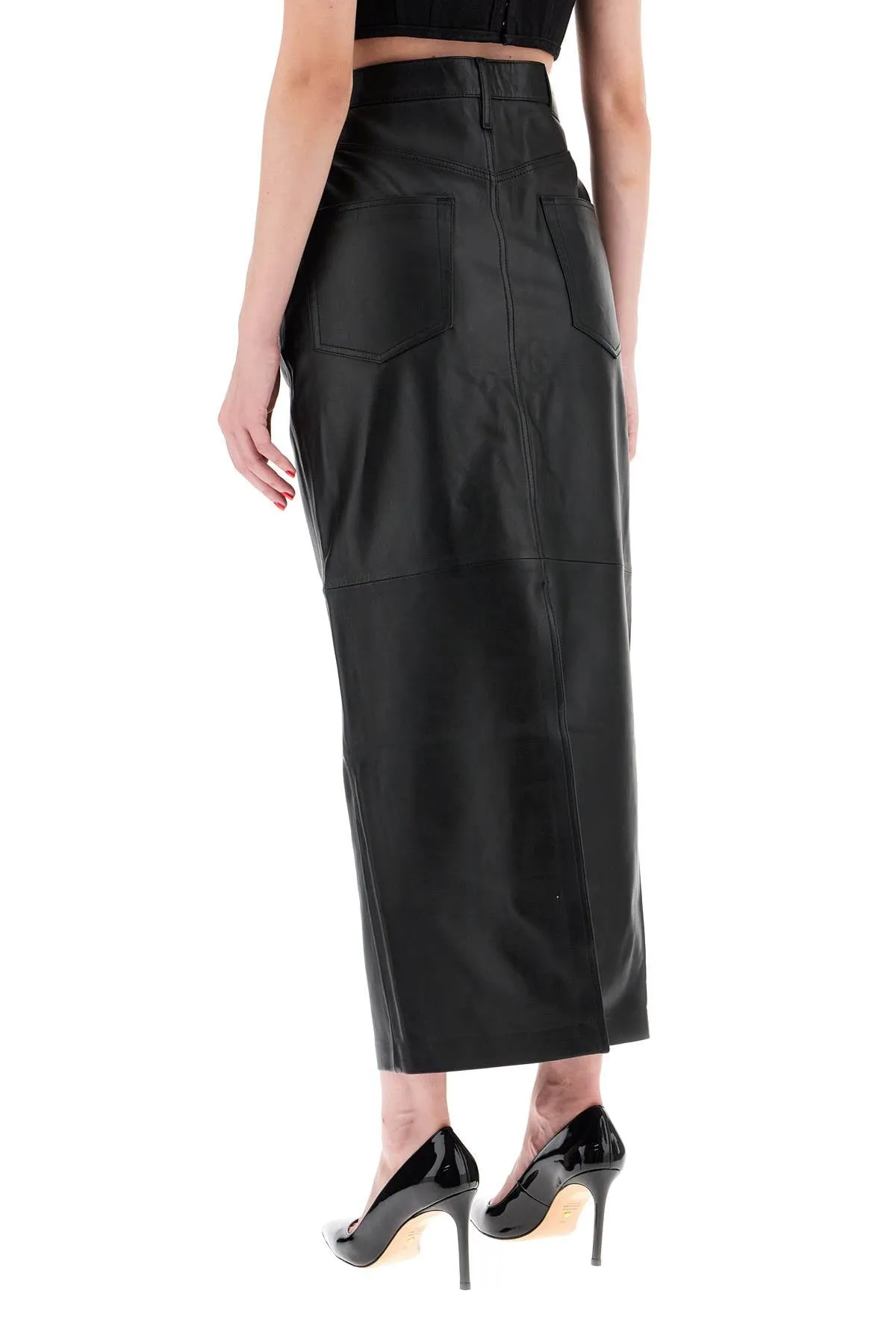 LEATHER COLUMN SKIRT FOR WOMEN