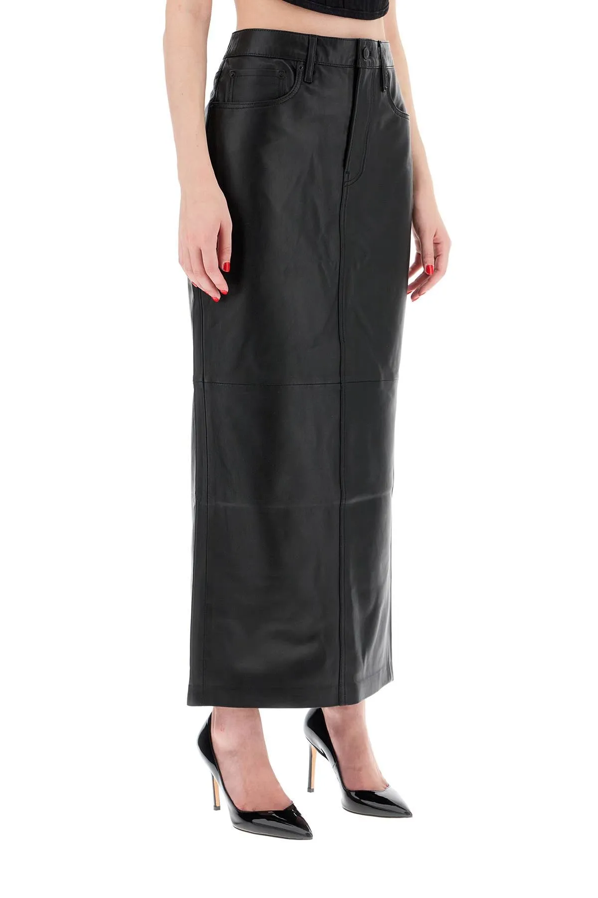 LEATHER COLUMN SKIRT FOR WOMEN