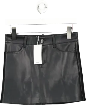 MANGO Black Leather Effect Mini Skirt BNWT  UK XXS