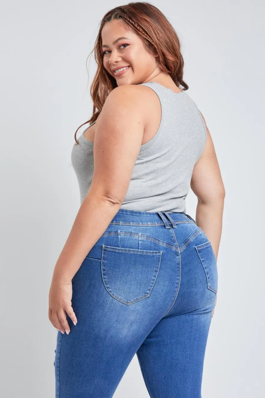 Plus Size Women's WannaBettaButt Cuffed Ankle Jeans-Sale