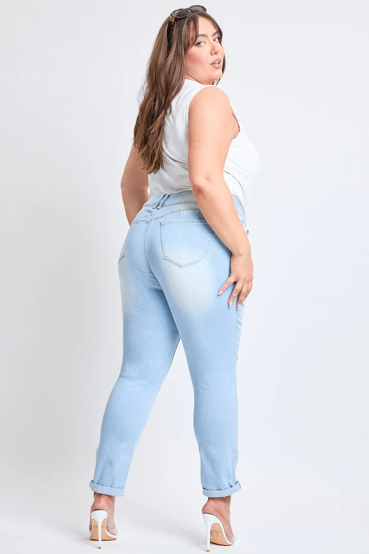 Plus Size Women's WannaBettaButt Cuffed Ankle Jeans-Sale