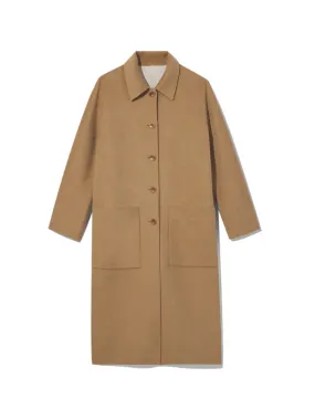 Reversible Double Face Coat in Camel/Off White