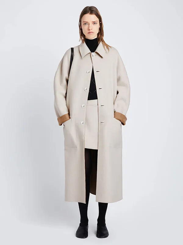 Reversible Double Face Coat in Camel/Off White