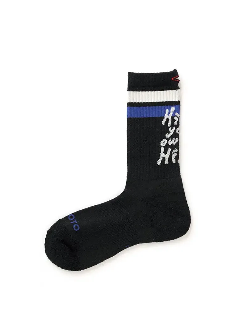 RoToTo H.Y.O.H Hike Trek Crew Socks Black / White / Dark Blue