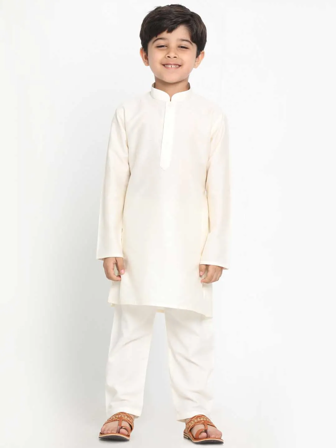 VASTRAMAY Boy's Cream Kurta