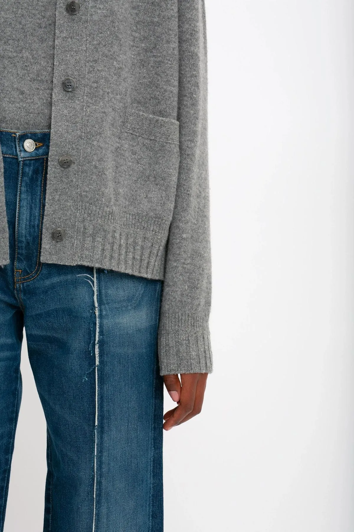 Victoria Beckham Double Layer Cardigan - Grey Melange