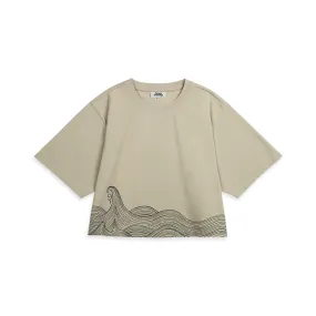 Wave Print Boxy Tee Pumice Stone